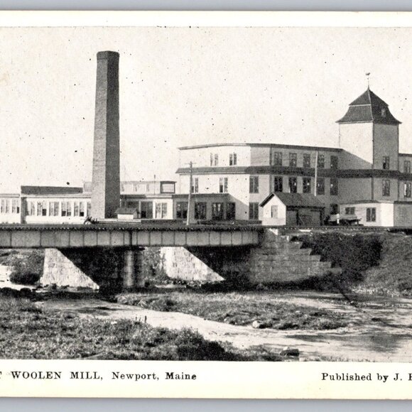 J.R. Spencer Other - Vintage Newport Woolen Mill Postcard Newport Maine Early 1900s #1365